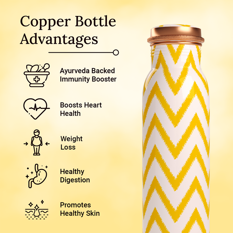 Copper Bottle | White & Yellow | 900 ml