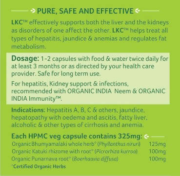 Organic India Liver Kidney Care | Certified Organic Herbs | 60 Capsules