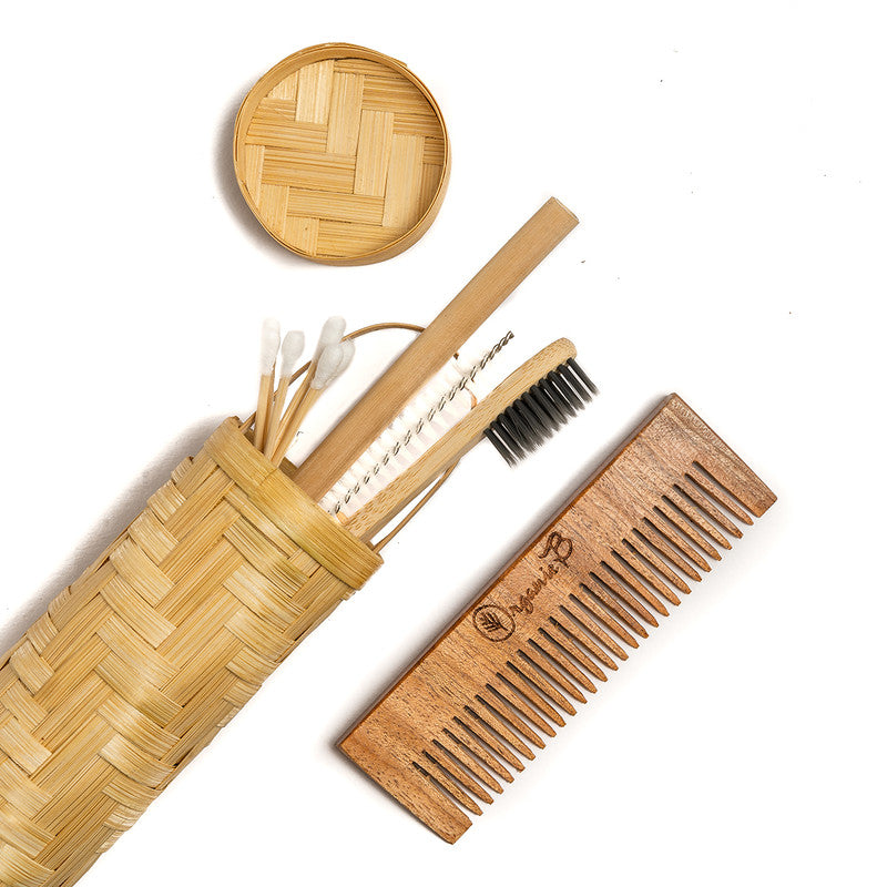 Bamboo Travel Toiletry Kit | Oral Care Kit | Bamboo Comb | Set of 10