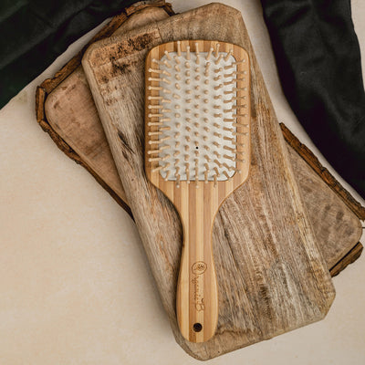 Bamboo Brush | Wooden Paddle Brush | For Hair | Brown