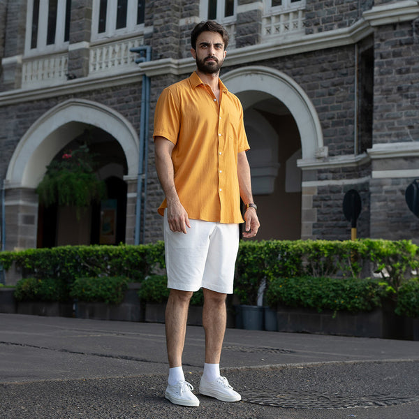 Cotton Half Sleeve Shirt for Men | Mustard