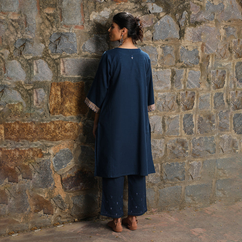 Indigo Kurta for Women | Cotton | Colour Blocked