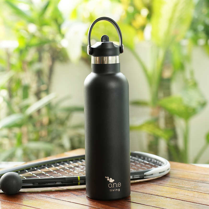 Sports Steel Bottle | Insulated | 750 ml | Black | 12 Hours Hot & Cold