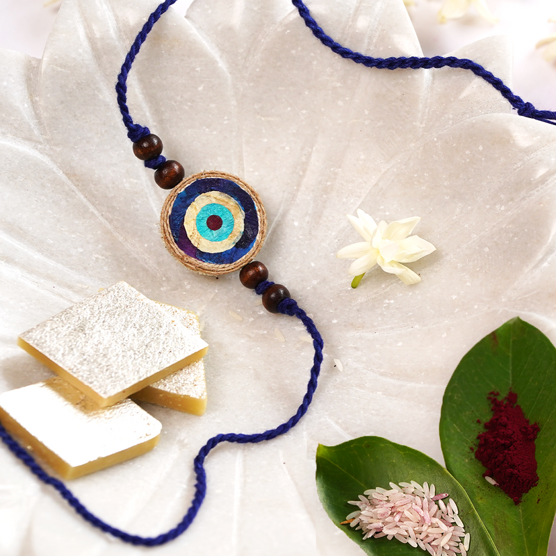 Handmade Evil Eye Rakhi | Rakhi for Brother | Eco-friendly | Freebie