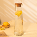 Glass Carafe with Wooden Lid | Hammered Design | Leakproof | 1.2 L