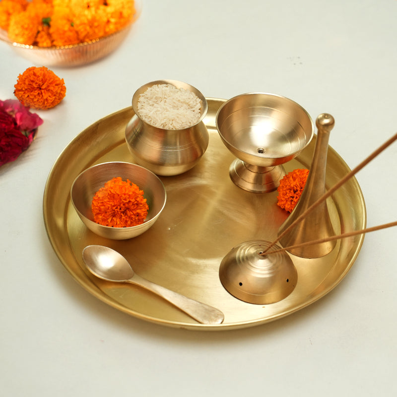 Pooja Thali Set | 7 Pieces | Plain Design