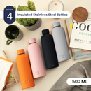 Insulated Stainless Steel Bottles | 500 ml | Black, Grey, Orange, Light Pink