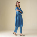 Chanderi Silk Kurta Set for Women | Blue | Embellished