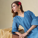 Chanderi Silk Kurta Set for Women | Blue | Embellished