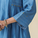 Chanderi Silk Kurta Set for Women | Blue | Embellished