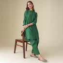 Chanderi Silk Kurta Set for Women | Bottle Green