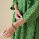 Chanderi Silk Kurta with Slip | Green | Hand Embroidered