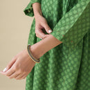 Chanderi Silk Kurta Set with Dupatta | Green | Hand Embroidered