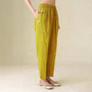 Cotton Silk Pants for Women | Yellow Mustard