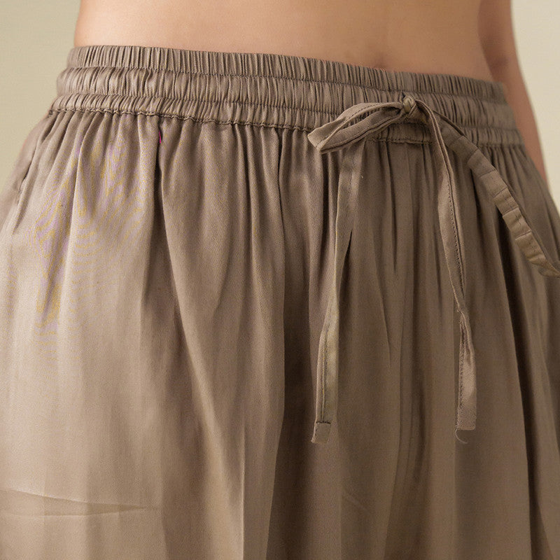 Cotton Silk Pants for Women | Brown