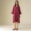 Chanderi Silk Kurta for Women | Crinkle Fabric | Maroon