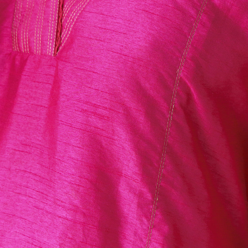 Cotton Silk Kurta for Women | Magenta | Hand Embellished