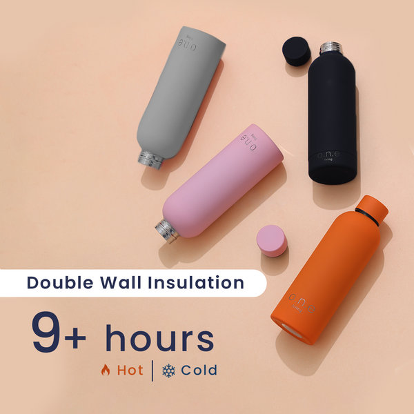 Insulated Stainless Steel Bottles | 500 ml | Black, Grey, Orange, Light Pink