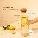 Glass Carafe with Wooden Lid | Hammered Design | Leakproof | 1.2 L