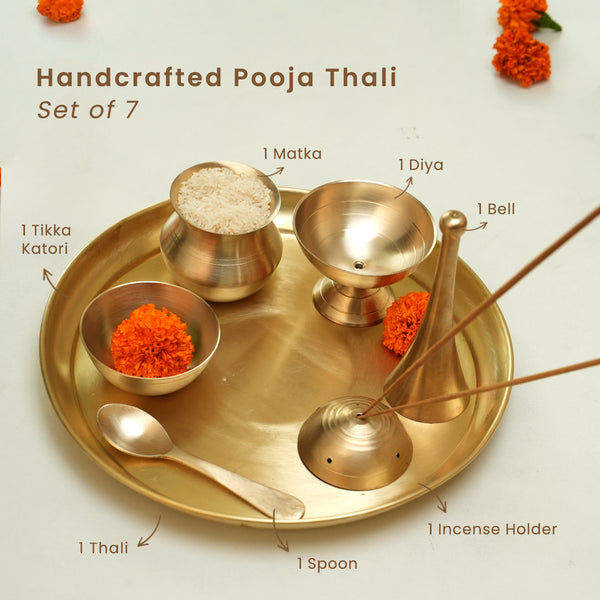 Pooja Thali Set | 7 Pieces | Plain Design