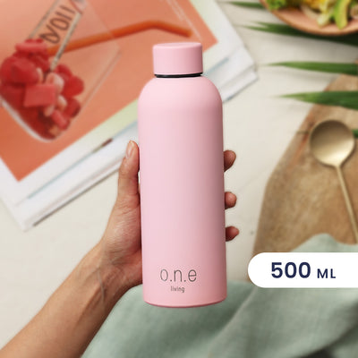 Stainless Steel Water Bottle | 500 ml | Double Wall Insulated Bottle | Light Pink