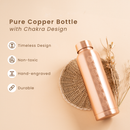 Copper Bottle | 1 Litre | 7 Chakras | Engraved Design