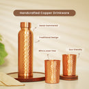 Pure Copper Bottle & 2 Glasses Set | Hammered