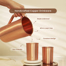 Pure Copper Jug & Glasses | Set of 3 | 300 ml | Plain