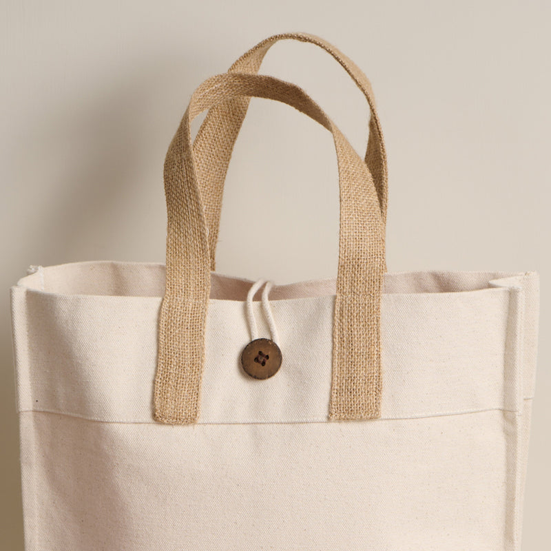 Cotton Tote Bag | Beige & White