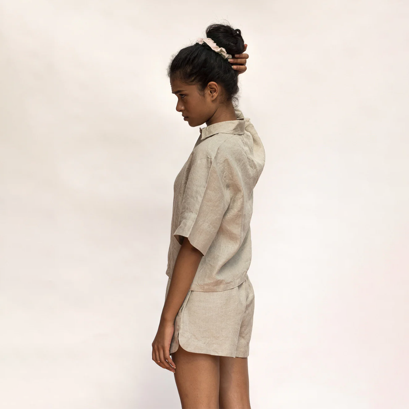 Linen Shirt Shorts for Women | Beige