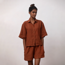 Linen Shirt & Shorts for Women | Cinnamon Brown