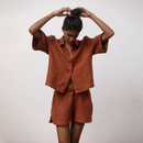 Linen Shirt & Shorts for Women | Cinnamon Brown