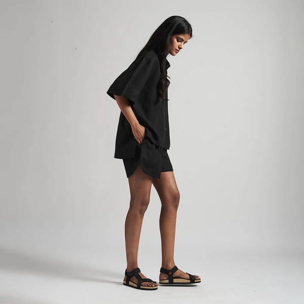 Linen Shirt & Shorts for Women | Black