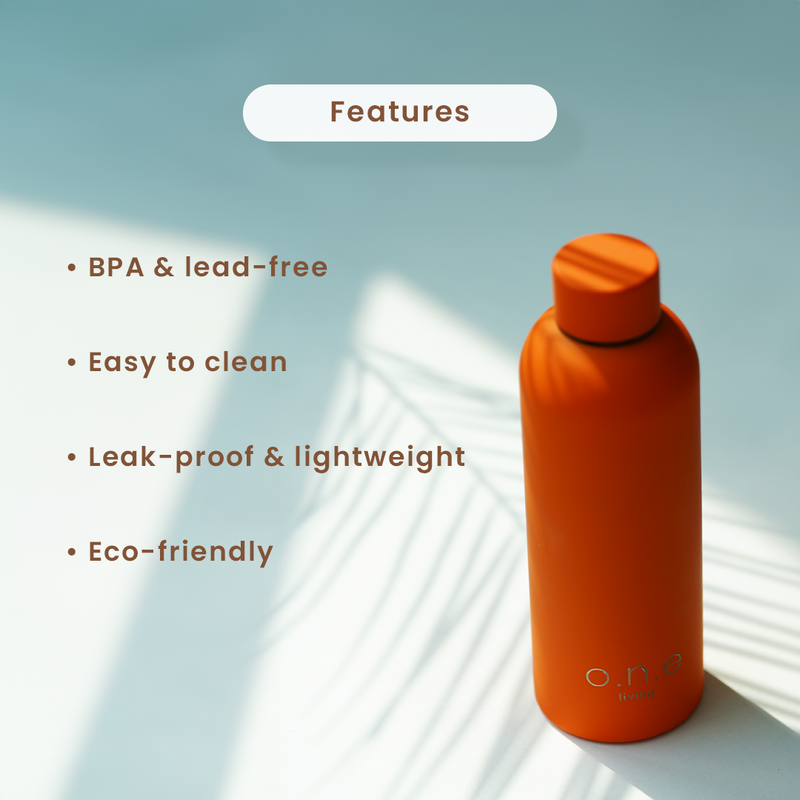 Stainless Steel Water Bottle | 500 ml | Double Wall Insulated Bottle | Orange