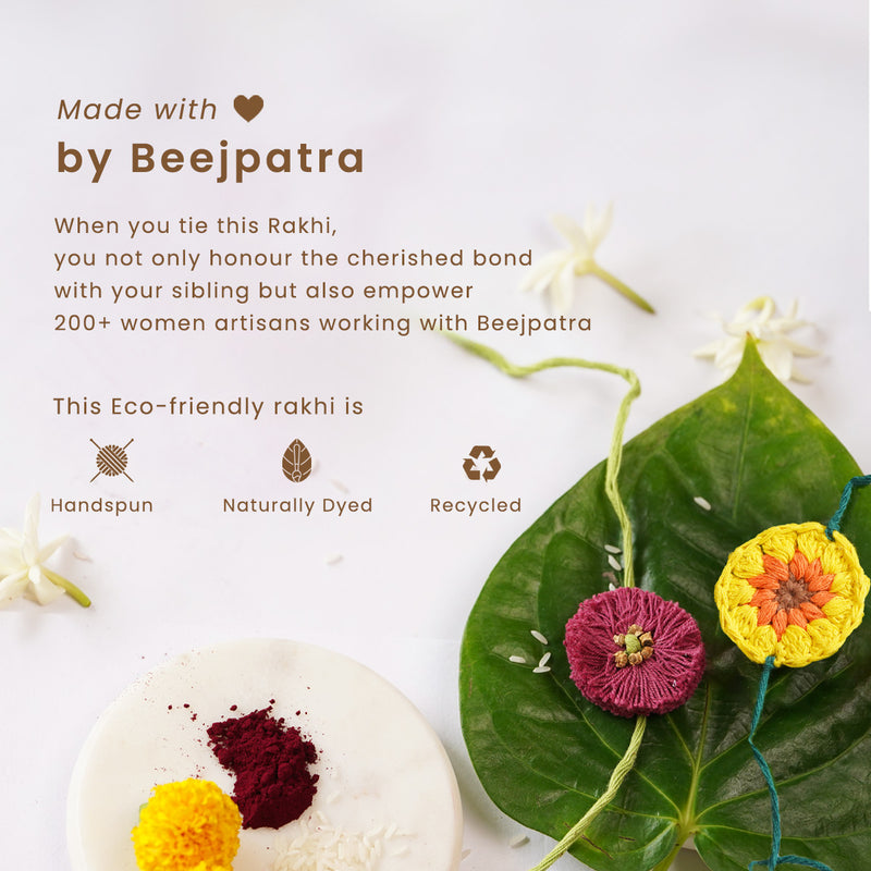 Plantable Pink & Yellow Flower Rakhi for Brother | Set of 2 | Handmade