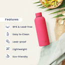Stainless Steel Water Bottle | 500 ml | Double Wall Insulated Bottle | Dark Pink