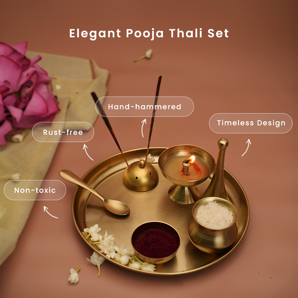 Plain Pooja Thali with Incense Sticks & Cones | Sandalwood