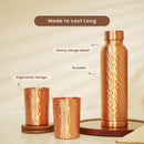 Pure Copper Bottle & 2 Glasses Set | Hammered