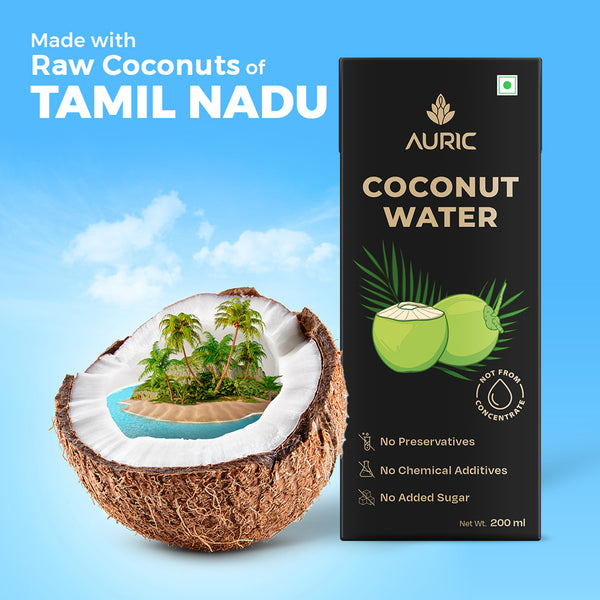 Auric Tender Coconut Water | No Added Sugar and Flavor | 200 ml | Pack of 27