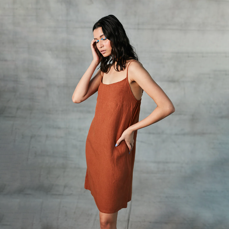 Linen Slip Dress for Women | Cinnamon