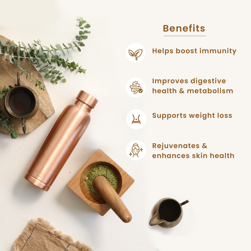 Copper Water Bottle | 1 Litre |  Plain | Improves Digestion