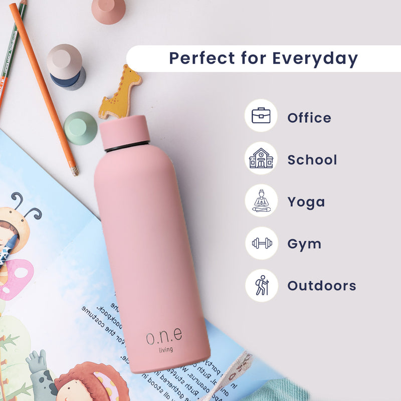 Insulated Stainless Steel Water Bottle | 500 ml | Light Pink