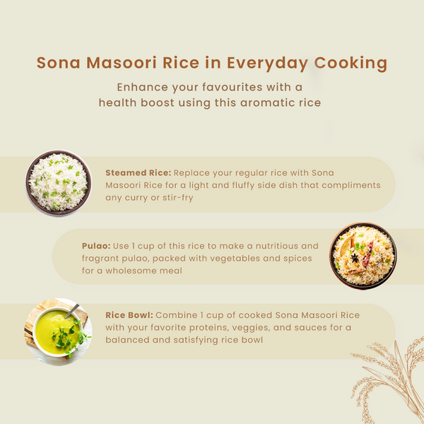 Sona Masoori Rice | 1 Kg | Diabetic-friendly