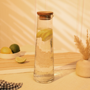 Glass Carafe with Wooden Lid | Hammered Design | Leakproof | 1.2 L