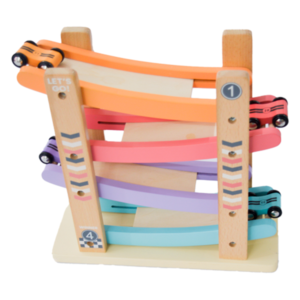 Wooden Toys for Kids | Car Toys Set with Ramp Racer | Multicolour | Set of 5