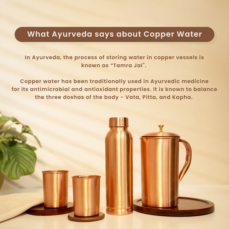 Pure Copper Bottle With Jug & 2 Glasses | Gift Box