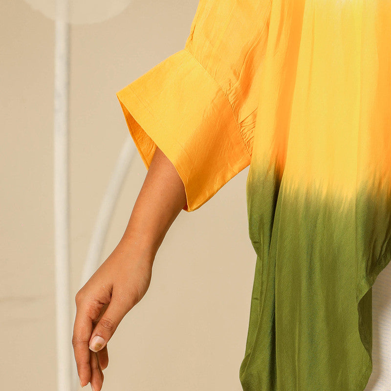 Muslin Kaftan Shirt for Women | Ombre | Yellow & Green