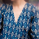 Organic Cotton Wrap Top for Women | Printed | Blue