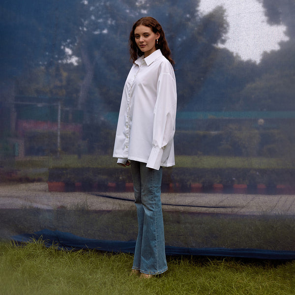 Organic Cotton White Long Shirt for Women