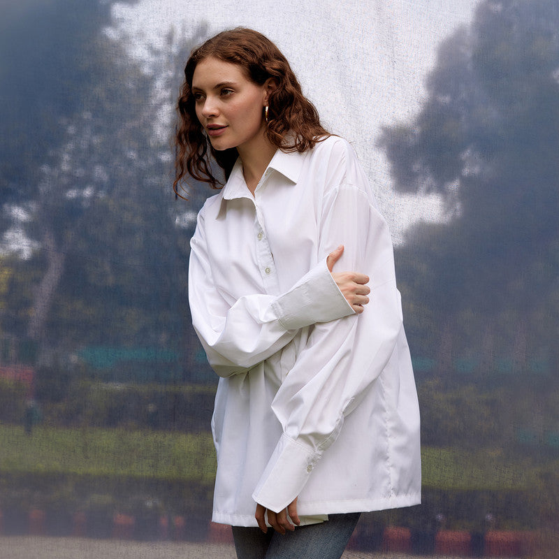 Organic Cotton White Long Shirt for Women